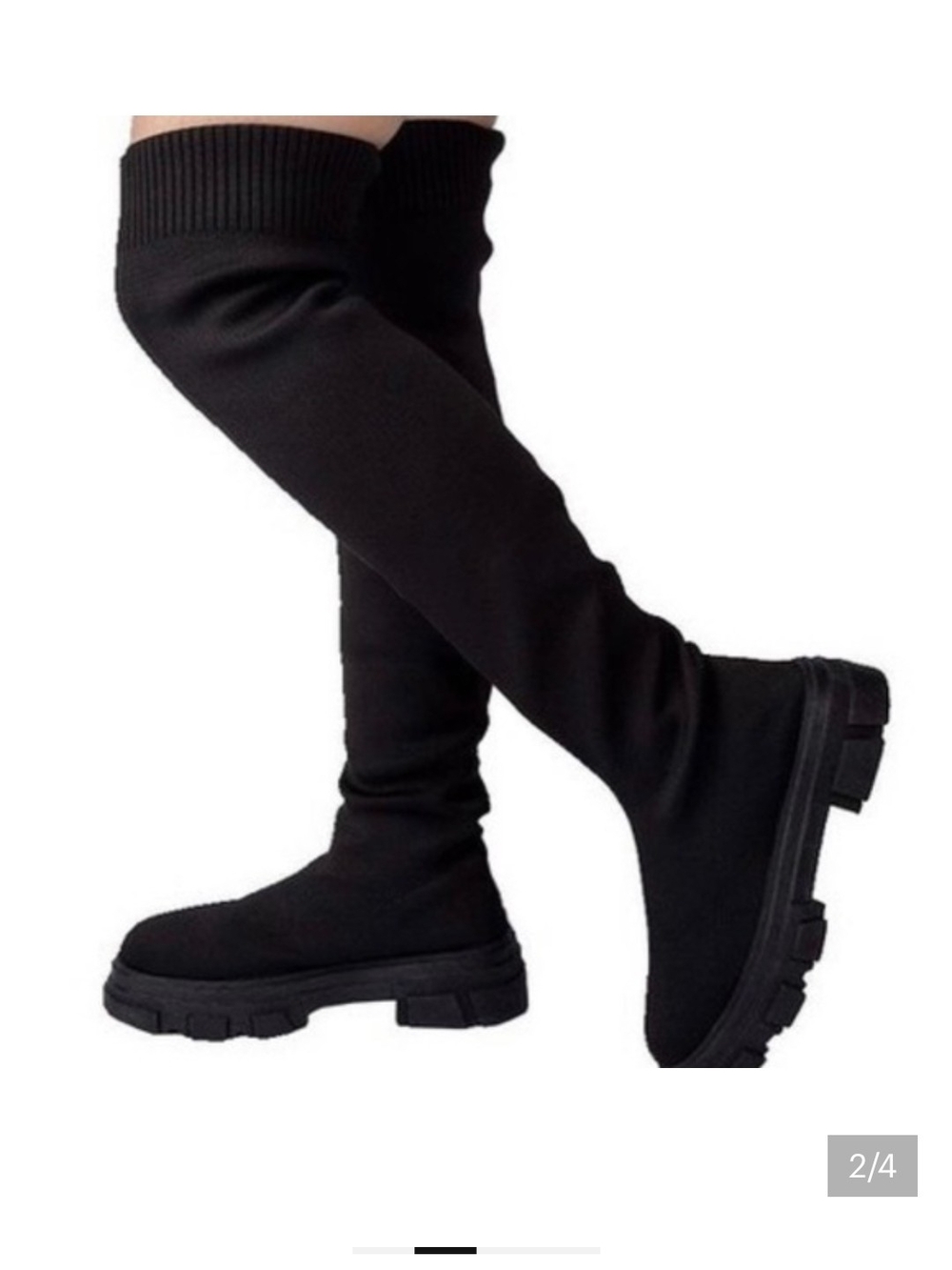 Qupid Black Over-The-Knee Chunky Sole Boots